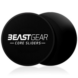 Beast Gear Core Sliders Double Sided Gliding Abdominal Exercise Discs for Carpet and Hard Floors (Black)