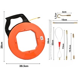 Tiandirenhe Electrical Fish Tape Wire Puller Through Wall Wire Threader 100Ft/30m x 4mm with 6 Adapters Pull Wire Max.Tensile Strength 90KG Wire Pulling Tool