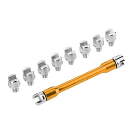 Motorcycle Spoke Wrench, CNC Spanner Set 5.0‑6.8 Length 93mm/3.7in With Storage Box for Most Motorbike(B (golden)) Other Repair Tools