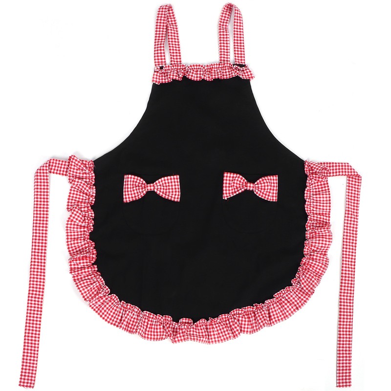 Bowknot Apron Multifunctional Cooking OilProof Waterproof Antifouling Apron for Kitchen(Black