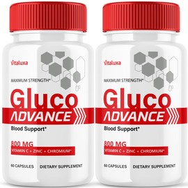 (2 Pack) Gluco Advance Capsules, Gluco Advanced Blood Support Supplement GlucoAdvance Pills for Joints, GlucoseAdvance Premium Blend Flow Balance All Natural Formula Overall Health Wellness (120 Ct)