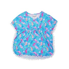 UPF 50+ baby and Children's Kaia Beach Swim Cover-up | UPF 50+, highest Certified UV Sun Protection | Triple Brush Soft Fabric | Seahorse Garden, 12m/18m