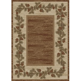 Rustic Lodge, Pine Cone Open Field Area Rug, 63" W x 87" L, Multi 6708