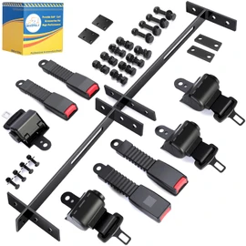 Mixopoly 4 Passenger Golf Cart Seat Belt Bracket Kit Universal for Yamaha, EZGO, Club Car Golf Cart with 2+2 Flip Rear Seat, Retractable Seatbelts Max Length 42 Inches