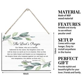 Christian Decor, The Lord's Prayer Sign, Rustic Hanging Wood Plaque Sign, Religious Wall Decor, Decorative Sign for Wall, Religion Artwork, Prayer Decorations for Home, Office Decor