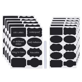 Unbranded Vinyl Reusable Chalkboard Labels for Pantry & Kitchen w/ Chalk Pen 180 Count NEW