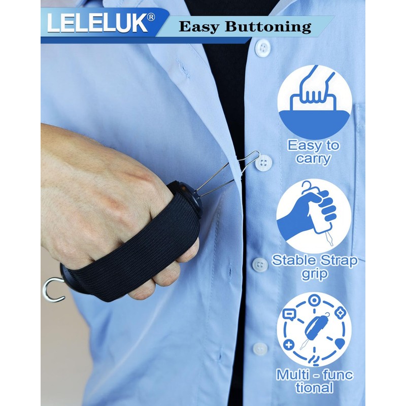 2-Pack Button Hook with Strap for One-Handed Dressing - Adaptive