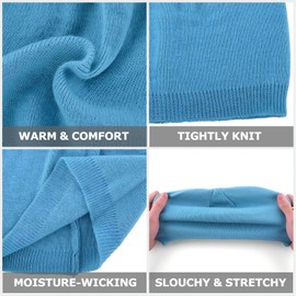 EINSKEY Knitted Hat for Men and Women, Pack of 2 All-Weather Cuff Beanie Hat for Skiing, Running, Hiking and Camping, Blue and light blue