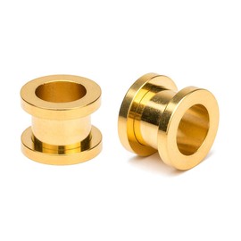 CABBE KALLO 18PCS Ear Gauging Kit Stainless Steel Screw Fit 14G-00G Rainbow Plugs Set Double Flared Tunnels Gauges Expander - Ideal Gage Starter Kit with Goldtone, Silvertone & More Stretching Gauges for Ears & Expansores de Oreja para Hombre (Goldtone)