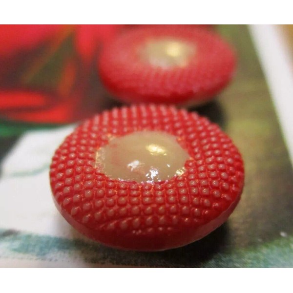 Set of 6 Vintage 1/2" Red painted dimple dot Glass