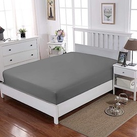 Egyptian Cotton 30cm Extra Deep Fitted Sheet T-200 Thread Count Luxury Hotel Quality Non - Iron Single Double King Super King (Grey, Double)