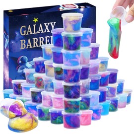 ZOnFRTO 64 Packs Galaxy Putty Slime, Party Favor for Kids Girls & Boys, Adults, Non Sticky, Unscented，Stress & Anxiety Relief, Wet, Super Soft Sludge Toy