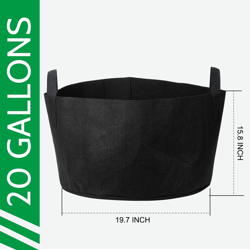 JERIA 12-Pack 20 Gallon, Vegetable/Flower/Plant Grow Bags, Aeration Fabric Pots