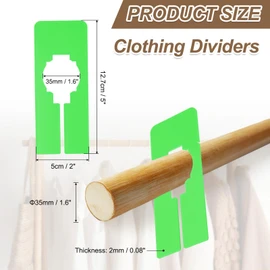 PATIKIL 16 Pcs Rectangle Clothes Dividers, 5 Inch Blank Clothing Rack Divider Sorting Clothes Size Reusable Wardrobe Hanger Separator with Pen, Green