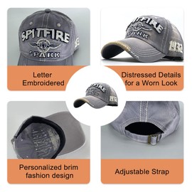 CheChury Distressed Baseball Cap, Unisex Retro Baseball Cap, Adjustable Leisure Hat, Baseball Cap, Hip Hop Outdoor Hat for Men and Women, black