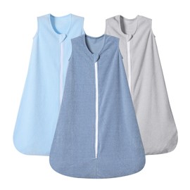 PHF 3 Pack Soft Micro-Fleece Baby Sleep Sack, 12-18 Months Warm Baby Wearable Blanket, 2-Way Zipper Sleeping Bags, Comfy Toddler Sleeping Sack for Baby Boys, Large Size, Grey&Blue&Dark Blue