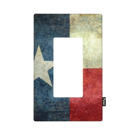 Pznen Western Single Rocker Wall Plate Vintage Texas State Flag 1-Gang Rocker Light Switch Plates Standard Receptacle Plug Cover for GFCI Outlet