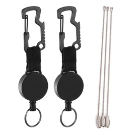 BESSIKON® Pack of 2 Retractable Key Fobs, Heavy Key Chain, Extendable Key Ring, Key Chain with Lanyard, Extendable Keyring for Men, black, 16*4*1cm