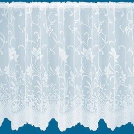 Summer Floral Trailing Leaf Pattern Net Curtains In White - Sold By The Metre (Drop: 122cm (48"))