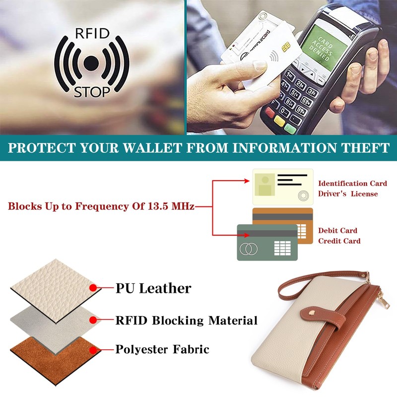 GAEKEAO Wristlet Wallets for Women Clutch Purses RFID Blocking Vegan