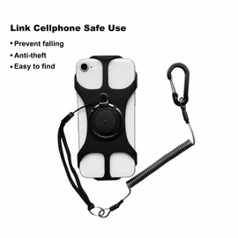 CHYIBIKA Universal Protector Phone Tether, Phone Lanyard Silicone Holder with Detachable Ring Grip,Fit Outdoor/Hiking/Fishing(Black-B)