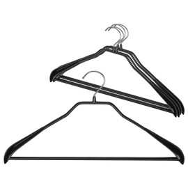 Mawa by Reston Lloyd BodyForm Series Non-Slip Space-Saving Clothes Hanger with Bar for Pants, 16-1/2", Style 42/LS, Set of 5, Black