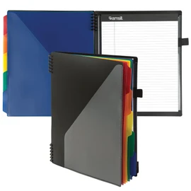Samsill Left-Handed 10 Pocket Poly Project Organizer with 5 Dividers, File Folders Letter Size, Quick Access Front Pocket, Refillable Notepad, Erasable Write-On Tabs in Assorted Colors