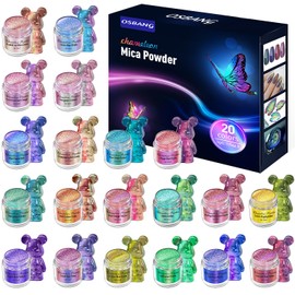 OSBANG 20 Colors Chameleon Mica Powder, 20 * 3g Color Shift Resin Pigment Powder for Epoxy Resin, Painting, Soap Making, Bath Bombs, Candle Making, Slime, Jewelry DIY Accessories(0.1oz/jar)