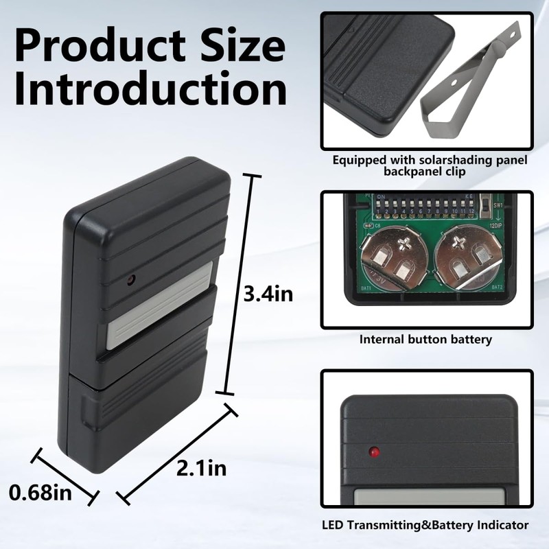 Compatible for Genie 9/12 Dip Switch Garage Door Opener Remote,