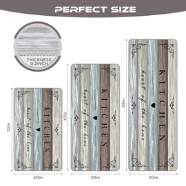 Sofort Farmhouse Kitchen Rugs Set of 3, Non Slip Washable Kitchen Mats for Floor, Rugs for Kitchen Floor, Hallways, Entryway, Laundry, Grey