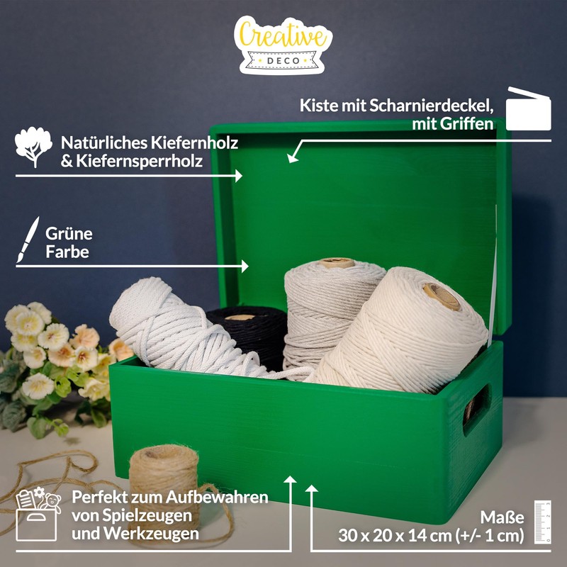 Creative Deco Large Wooden Box, 30 x 20 x 14
