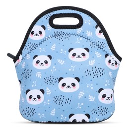 Violet Mist Panda Neoprene Lunch Bag for Women Kawaii Cute Insulated Lunch bags Handbag Reusable Lunch Box Gift for Women Work Picnic Office Christmas Gift