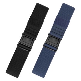 VONMELLI 2 Pack Elastic Stretch Belts for Women Men, Invisible No Show Women's Belts for Jeans Pants with Flat Buckle Plus Size, Black Navy