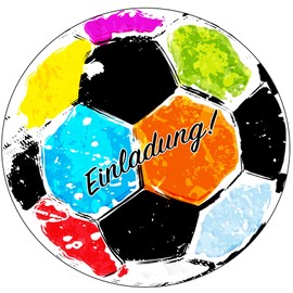 15 x Bright and Colourful Football Invitation Cards Children's Birthday Party Round Football Invitation for Children Birthday for Boys and Girls (Pack of 15)