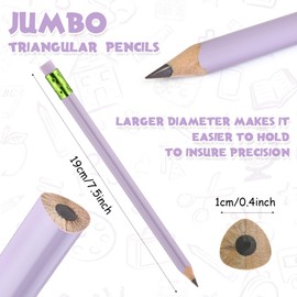 Fainne 102 Pcs Bulk Jumbo Pencils and Sharpeners Set, Large Fat Pencils Thick Giant Big Pencils with Erasers for Kids Beginners Preschoolers Kindergarten School Office(Macaron Colors, Triangle)