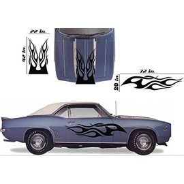 Tribal Flame Car Decals Hood Decal Side Set Vinyl Sticker Auto Decor Graphic Kit HF035
