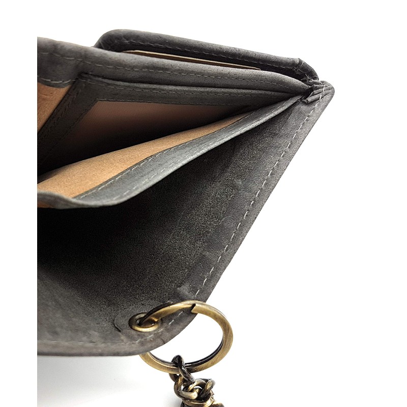 Jockey Club Biker Wallet with Chain, Natural Hunter Skin Leather