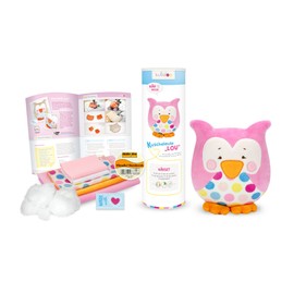 kullaloo Sewing Kit and Sewing Pattern (Pattern/Fabric Bundle to make your own: Lou Owl Soft Toy in Pink incl. Minky de/en) Material Set, Pink, 10.5 x 10.5 x 31 cm