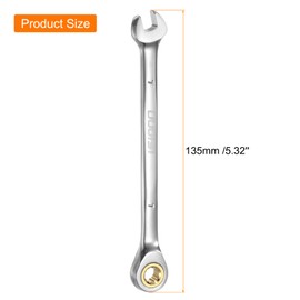 sourcing map Ratcheting Combination Wrench Metric, 7mm, 12 Point 72-Tooth CR-V Wrenches Tool for Mechanical Repair