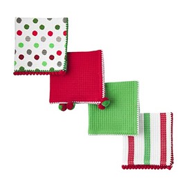Mud Pie Christmas Waffle Towel Set, Dot