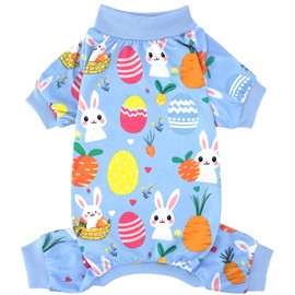 XPUDAC Easter Eggs Dog Pajamas Soft Lightweight Bunny Dog Clothes for Small Medium Dogs Pet Jumpsuit Outfit Cat Apparel-XS