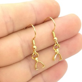 KJMYYXGS 50PCS Earring Hooks with Pinch Bails Clasp for DIY Earring Making (Gold)