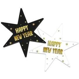 Folat 63754 Coaster BlackGold HNY-12 x 14 cm Pack of 6 New Year's Eve Decoration, New Year's Eve Decoration, Happy New Year, Multicoloured