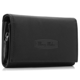 ekavale Women's Leather Wallet with RFID Protection 25 Compartments Women's Wallet Long (Black)