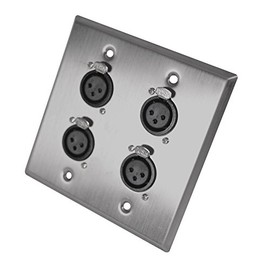 Seismic Audio Speakers Stainless Steel Wall Plate - 2 Gang with 4 XLR Female Connectors