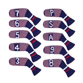 Scott Edward 10 Pcs Knitted Golf Iron Head Covers Adorable and Basically Socks Shape Washable & Durable Golf Club Head Protector (Dots)