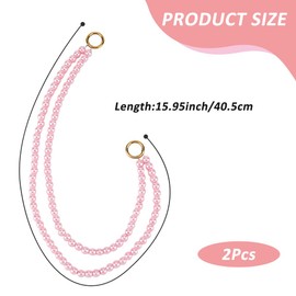 SUPERFINDINGS 2Pcs Pearl Curtain Tiebacks Pink Curtain Tie Backs 40cm Curtain Holders Beaded Curtain Holdbacks with 304 Stainless Metal Rings for Bedroom Farmhouse Decor