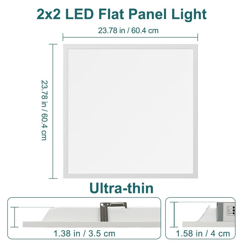 kadision 2x2 LED Flat Panel Light, 50W/45W/40W/30W/25W Adjustable, 5000K/4000K/3500K Selectable,