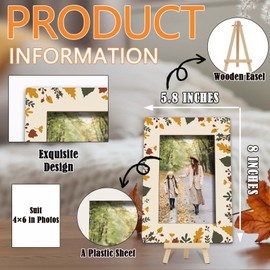 CWIOQPYI Fall Maple Leaf Picture Frame, 4×6 Autumn Leaves Wooden Photo Frames for Home Desk Decor, Thanksgiving Gifts for Coworkers Friends Family - A08