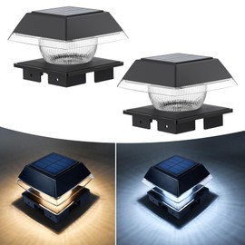 Warm White/Cool White Solar LED Post Cap for 9 x 9 10 x 10 11 x 11 12 x 12 13 x 13 14 x 14, Solar Fence Post Solar Lamp Outdoor LED Post Lamp IP65 Waterproof for Posts, Platform, Fence Lighting (Pack
